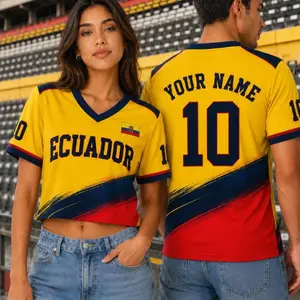 Custom Ecuador Soccer Jersey, Personalized Soccer Jersey Crop Top, Festival Shirt, Football Fan,Custom Ecuador Jersey Shirt