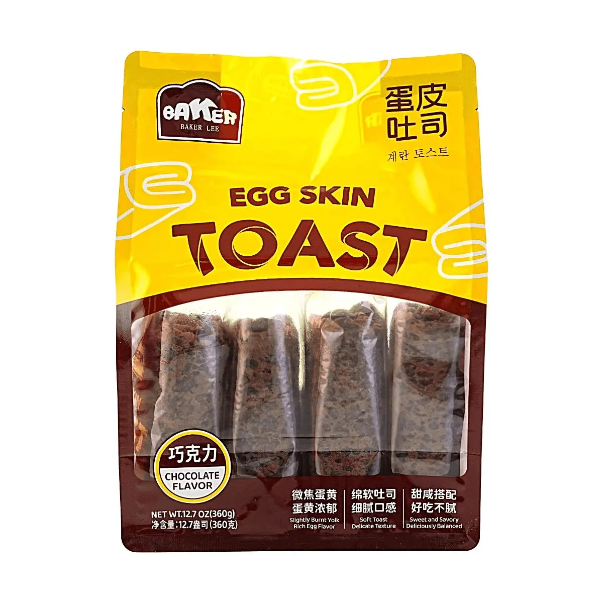 BAKER LEE Chocolate Egg Crepe Toast 360g Crispy Egg Wrap Soft Bread Nutritious Breakfast Snack
