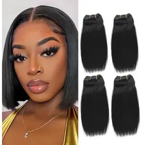 12A Human Hair Bundles 8 8 8 8 Inch 4 Straight Bundles Human Hair 100% Unprocessed Brazilian Remy Virgin Hair Extensions Raw Quick Weave Sew In Glossy Billion Hair B