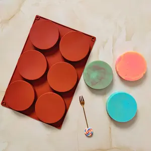 1pc 6-Cavity Large Round Silicone Mold, Perfect for Baking Cakes, Resin Coasters, Layered Cakes, Cheese Cakes, Rainbow Cakes