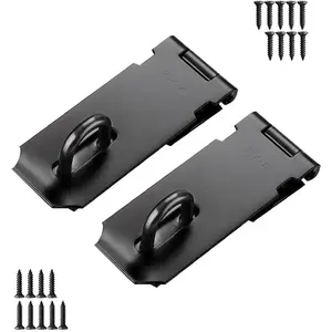Door Hasp Padlock Latch, 4 Inch Stainless Steel Safety Clasp Hasp Lock Latch, Extra Thick Door Gate Lock Hasp with Screws,Matte Black Finish 2 Pack