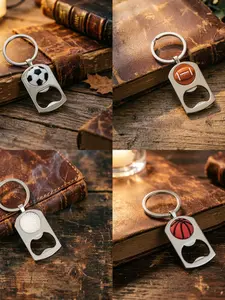 Men's Keychain Bottle Opener Set, Creative Beer Drink Accessory Gift, Ideal for Dad Grandpa Sports Enthusiasts, Casual Style