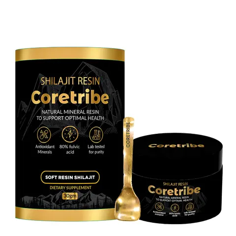 Coretribe Pure Himalayan Superfood Shilajit Resin (30gm) - 80% Fulvic Acid, 85+ Trace Minerals, Minimally Processed, Warm Water Dissolve, Fitness Support, Ideal for Gym Days & Busy Workdays, Lab-Tested Organic Supplement