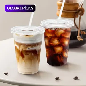 10/20/50pcs Transparent Plastic Cups with Lids and Straws, 16oz Reusable Drinking Cups for Iced Coffee, Smoothies, Parties & Weddings #GLOBAL PICKS