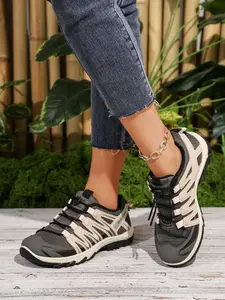 New Outdoor Hiking Shoes for Women, Trekking Shoes, Trekking Camping Shoes, Breathable Anti-Slip Shock Absorption, Lightweight Lacing Sports Casual Shoes