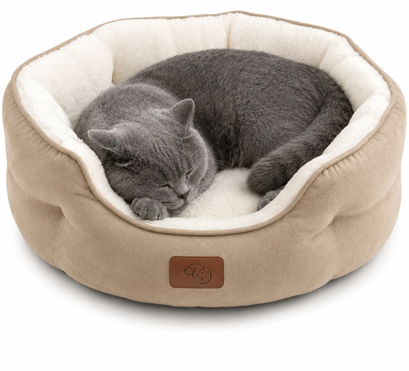 Premium Small Round Calming Pet Bed, Super Soft Plush for Dogs & Cats, 20 Inch Camel, Machine Washable, Non-Slip Bottom, Cozy, Durable, Easy Clean, Ideal for Puppy Kitten, Great Gift for Pet Lovers