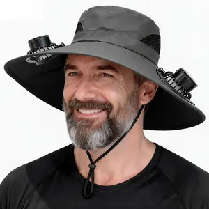 Men's Multifunctional Solar Hat - 2 Fans, USB Charging, Breathable Sun Protection for Outdoor Fishing, Summer Hiking,adjustable sunscreen hat,summerwins