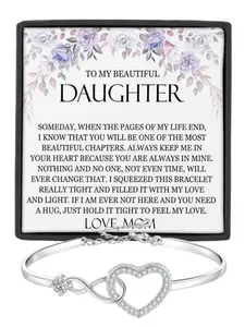 To My Beautiful Daughter Infinity Heart CZ Bangle Bracelet Exquisite Bracelet Daughter Birthday Gift, Graduation Gift, Christmas Gift Inspirational Bracelet