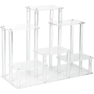 Riser Display Stand, 6-Tier Display Riser for  POP Figures, Clear Cologne Stand Perfume Organizer, Tiered Cupcake Stand for Dessert Table Display,  Risers