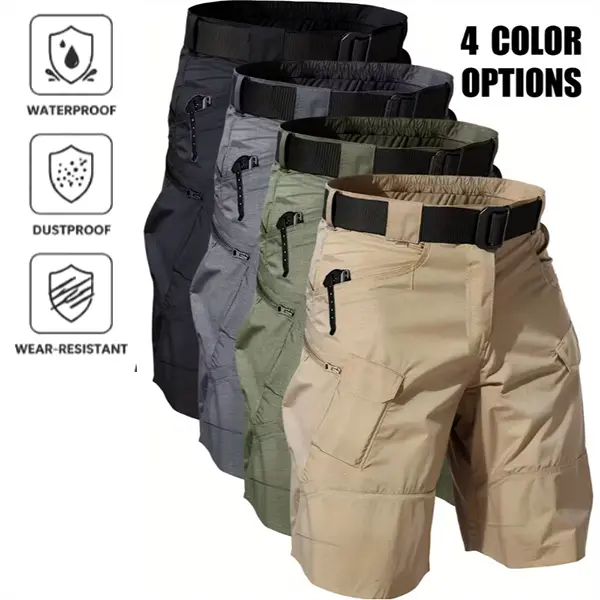 1-pack men’s tactical cargo shorts — quick-drying and lightweight, multi-pocket design, regular fit; suitable for hiking, camping, and outdoor adventures (belt not included); hiking shorts, adventure apparel, rugged style, multifunctional cargo shorts