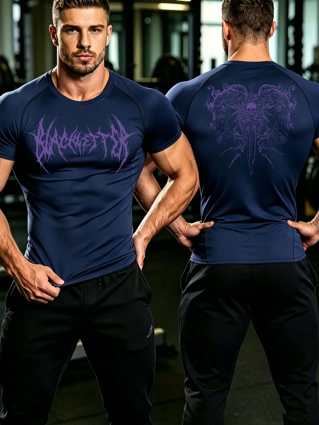 Men's Summer Y2K Skull Print Fitness Activewear Gym Short Sleeve, Comfortable Breathable Compression T Shirt, Ideal for Outdoor Sports and Gym