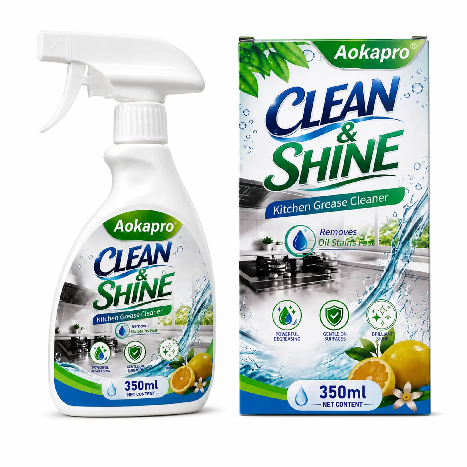 Aokapro Heavy-Duty Foam Spray Nozzle Household Cleaner, 350ml Degreaser with 24-Month Shelf Life for Kitchens, Oven Cleaning