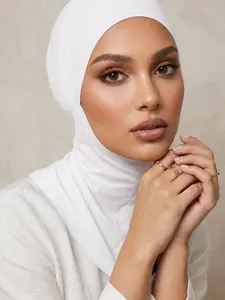 Women's Modest Abaya Accessories, Solid Color Chin Covering, Elastic Headscarf with Hat, Neck Warmer Headband, Soft Hijab Under Cap