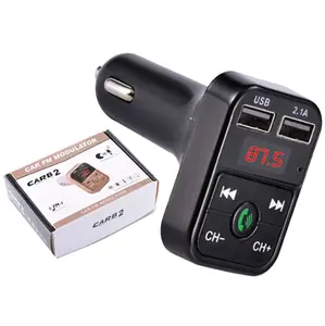 CARB 2 Car FM Modulator Bluetooth Transmitter with Digital Display USB 2.1A Output MP3 Player & Noise Suppression