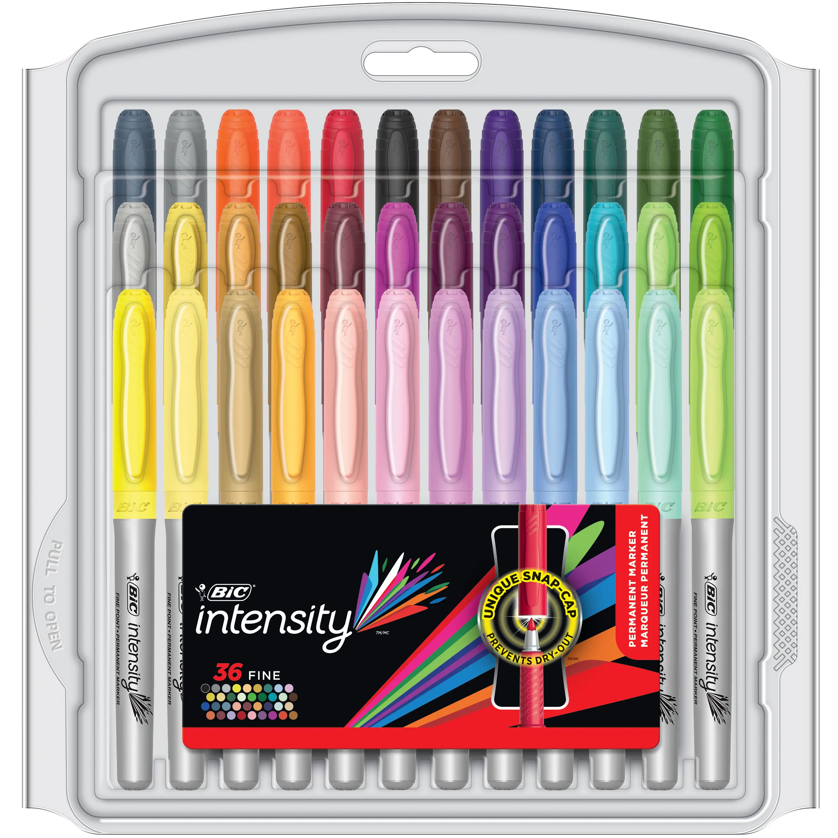 BIC Intensity Fashion Permanent Markers, Fine Point, Assorted Colors, Vibrant & Long-Lasting, 36-Count