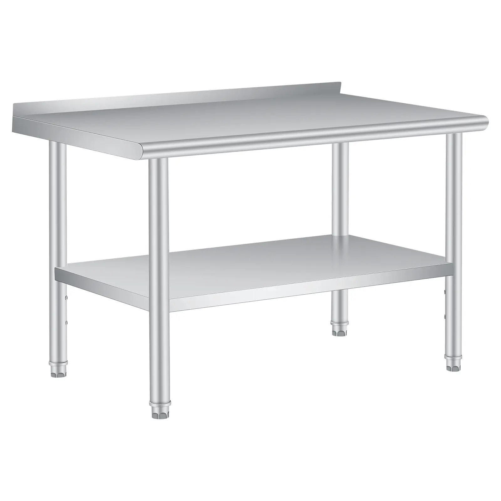 Stainless Steel Prep Table, with Backsplash, Adjustable Undershelf, Commercial Heavy Duty Table with Adjustable Under Shelf for Outdoor Use,Restaurants,Hotels,Works, Multiple Size