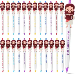 Valentine Day Gift  24 Pcs Christian Jesus Pens - Cute Jesus Ballpoint Pens with Inspirational Quotes for Kids, Classroom Prizes