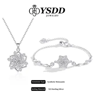 【#397 New Arrival】Vintage Spinning Snowflake Bracelet and Necklace Synthetic Moissanite Jewelry in 925 Sterling Silver