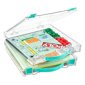 【New Arrival】Vtopmart 2/3 Pack 4.5 Qt Board Game Storage with Handle and Snap-Tight Latch Lid, Craft Organizer Box Fit 12" x 12" Papers, Stackable Clear Storage Box for Art Supply Storage, Paper Storage, Puzzle Storage outdoorfun