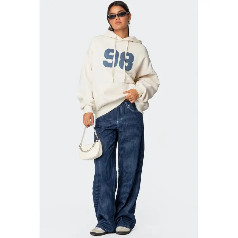 Pinstripe Low Rise Baggy Jeans