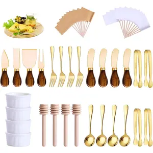 29 PCS Charcuterie Board Accessories Cheese Spreaders Mini Serving Spoon Fork Tongs Blank Toothpick Flags Bowl