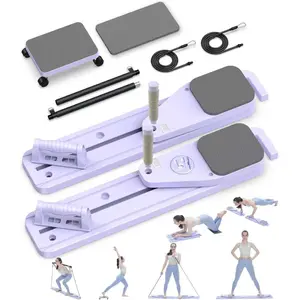 Pilates Board, 12 in 1 Mini Plilates Reformer Set, Multifuncional Portable Pilates Reformers Board for Home Workout, Free Combination 100+ Exercise Mode