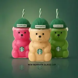 2025 Glass Bear Cup, Holiday Tumbler, Authentic Sold Out Item, Hard To Find Collectible 480ml