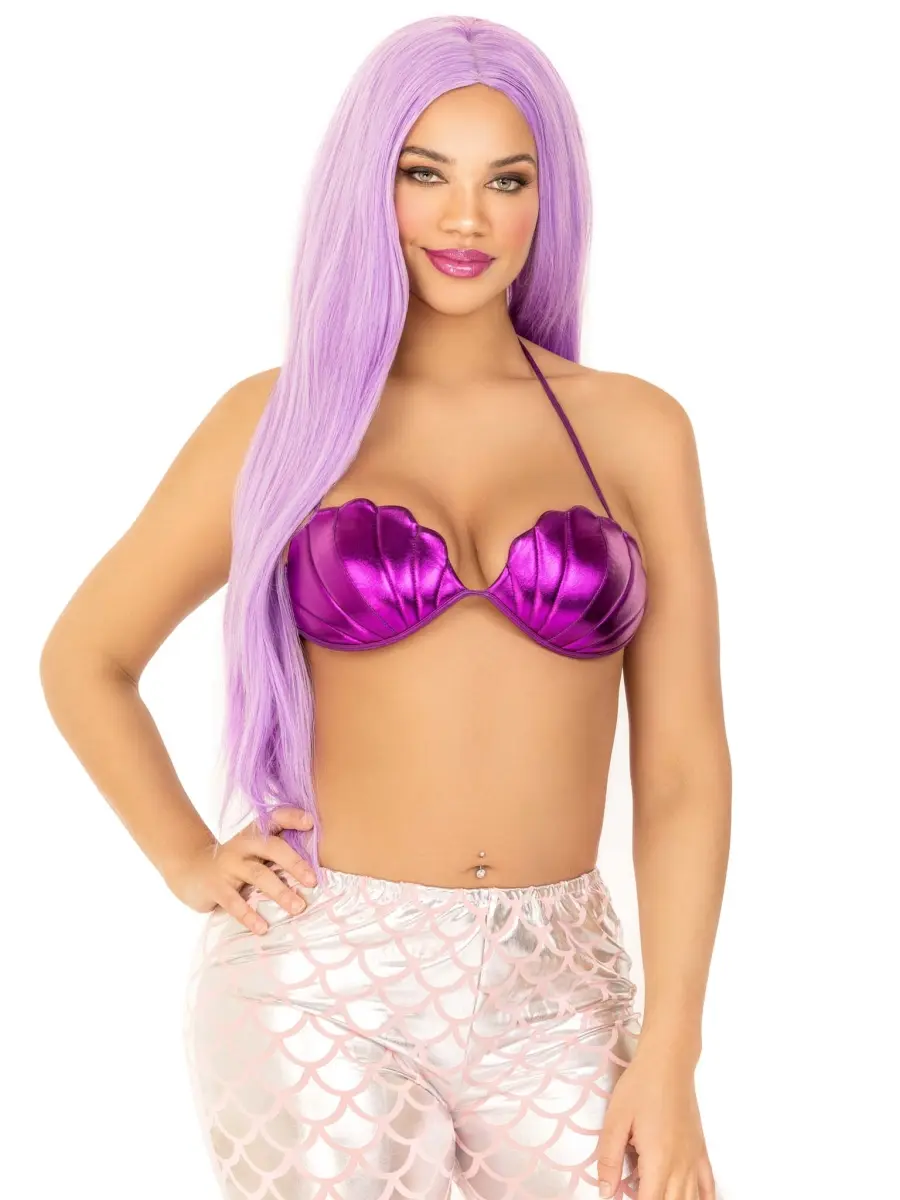 Leg Avenue A2901-05302 Women's Medium Purple Mermaid Shell Bra Top Costume, Halloween Cosplay Wear, Accessories, Women's Clothes