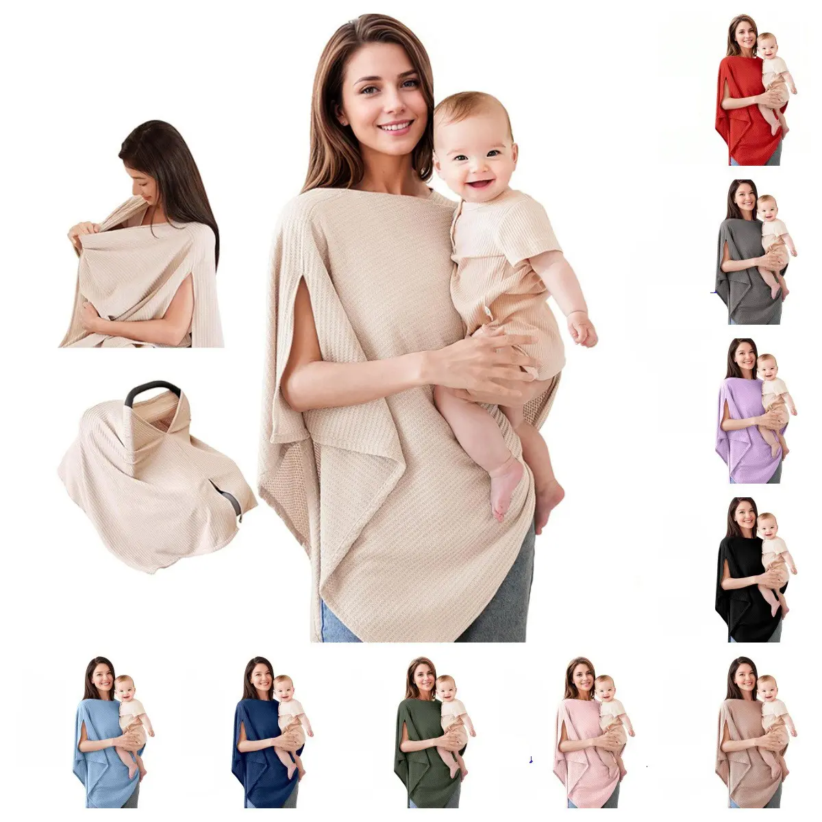 Nursing Cover for Breastfeeding, Soft & Breathable Privacy Poncho, Multi-Use Feeding Shawl, Comfortable & Portable Breastfeeding Cover for Women, Mom Essentials