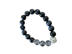 Exquisite Black Rutilated Quartz Bracelet with Pixiu Charm