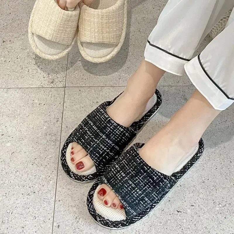 Linen Indoor Spring Guest Lightweight Slippers Bedroom Non-slip Eco-friendly Household Slippers Comfort Couple Slippers