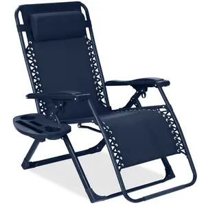 Best Choice Products Monochromatic Zero Gravity Chair, Folding Patio Recliner w/Side Tray, Headrest