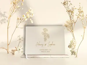 Wedding Guest Book Personalized Wedding Reception Guestbook, Custom Engagement Signing Book, Hard Cover Leather Guest Book Wedding Keepsake