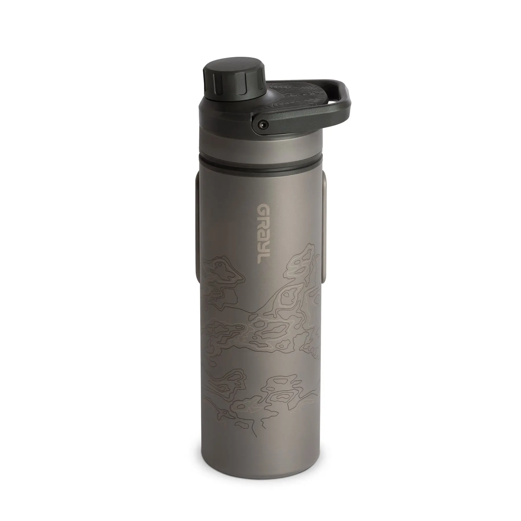 UltraPress Titanium 16.9 oz Water Purifier & Filter Bottle for Hiking, Backpacking, Survival, Bushcraft, Travel