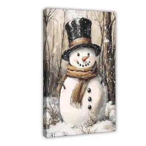 Vintage Christmas Wall Art, Cute Snowman Poster, Holiday Wall Decor, Winter Xmas Pictures for Home, Dorm Room Decoration