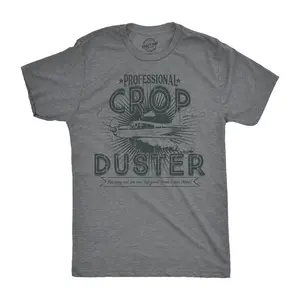 Mens Professional Crop Duster T shirt Funny Sarcastic Humor Farting Tee for Guys Mens Funny T Shirts Cool Vintage Fashion T-Shirt Gift Classic Menswear Funny Adult Humor Short Sleeve Novelty Tees for Guys Dark Grey