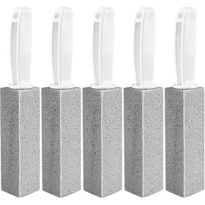 Toilet Pumice Stone With Handle, 5 Pack Pumice Stone Toilet Bowl Cleaner, Hard Water Toilets Ring Remover for Cleaning Toilets, Bathtubs, Stove, Grills, Swimming Pools, Sinks
