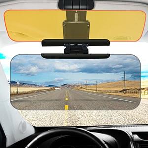 2 in 1 Universal Anti Glare Visor for Car, HD Car Visor Extender Sun Blocker  Day and Night Adjustable Angle Anti Dazzle and UV for Most Cars, SUV, Pickup Truck, MPV
