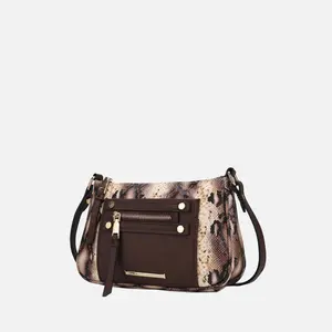 MKF Collection Essie vegan leather Snake embossed Crossbody Bag by Mia K - Coffee