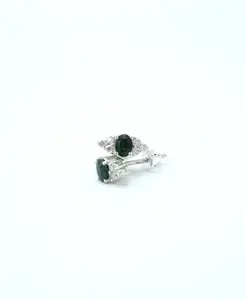 Emerald Stud Earrings with Moissanite – Sterling Silver