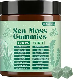 Sea Moss Gummies,16-in-1,Bladder Wrack Turmeric Vitamin C & D3 with Manuka Burdock,30 Gummies