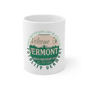 Customizable Ceramic Coffee Mug - 11oz + BPA & Lead-Free - Reuse Drinkware Tumbler Reusable Cup Washable Customized- 2024 Total Eclipse- Vermont