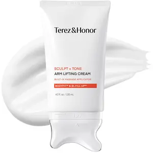 Terez & Honor Sculpt + Tone Arm Cream - Korean Gua Sha Firming & Tightening Cream with Retinol Liposome, Caffeine, Collagen & Proteins for Crepey Skin, Smoother Texture & Improved Elasticity, 4 fl oz