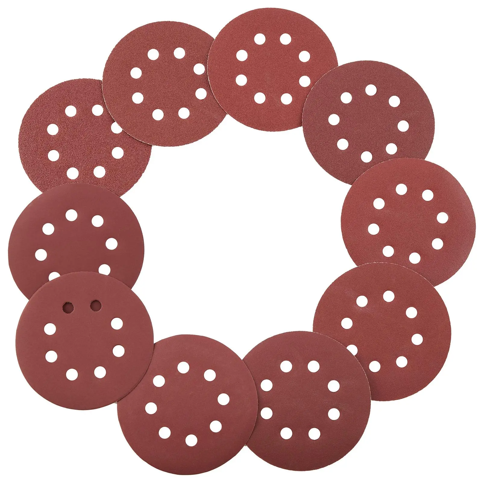 VEVOR 150-Piece 5-Inch Sanding Discs Set, 8 Dust-Extraction Holes Hook and Loop Sandpaper for Orbital Sander, 10 Grit Levels (60-600), for Metal/Wood, Leather Sanding