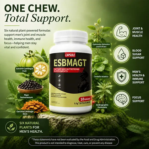 Men's Natural Plant-Based Dietary Supplement - Non-GMO, Mangosteen, Gymnema, Centella Asiatica - Supports Joint Health & Blood Sugar Regulation