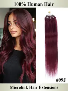 30g  99J  Microloop Beads Hair Extensions In Nano Ring Links Human Hair, 9 Colors Natural Straight Hair for Women, 30.48-60.96 cm, Add Volume&Length, Blonde Brown Black European Hair, 50 Strands/pack Micro Beads Link Hair Extension