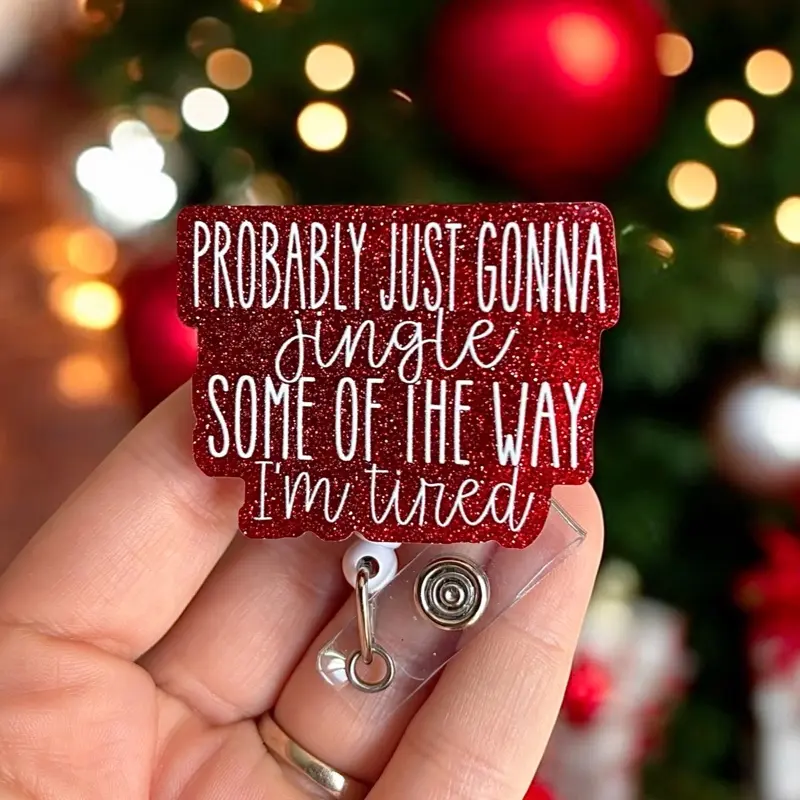 Glitter My Badge Christmas funny nurse badge reel for nurse and hospital workers. Badge clip Badge pull - Retractable swivel clip with a 360 rotation. Great gift for coworker.