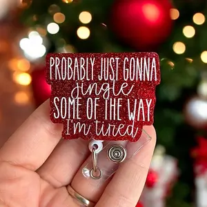 Glitter My Badge Christmas funny nurse badge reel for nurse and hospital workers. Badge clip Badge pull - Retractable swivel clip with a 360 rotation. Great gift for coworker.
