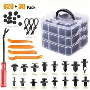 620Pcs Auto Fastening Clips Fixing Pins Nylon Rivet Kits Bumper Door Panels Interior Removal Accessories Tool Repair Box Plastic