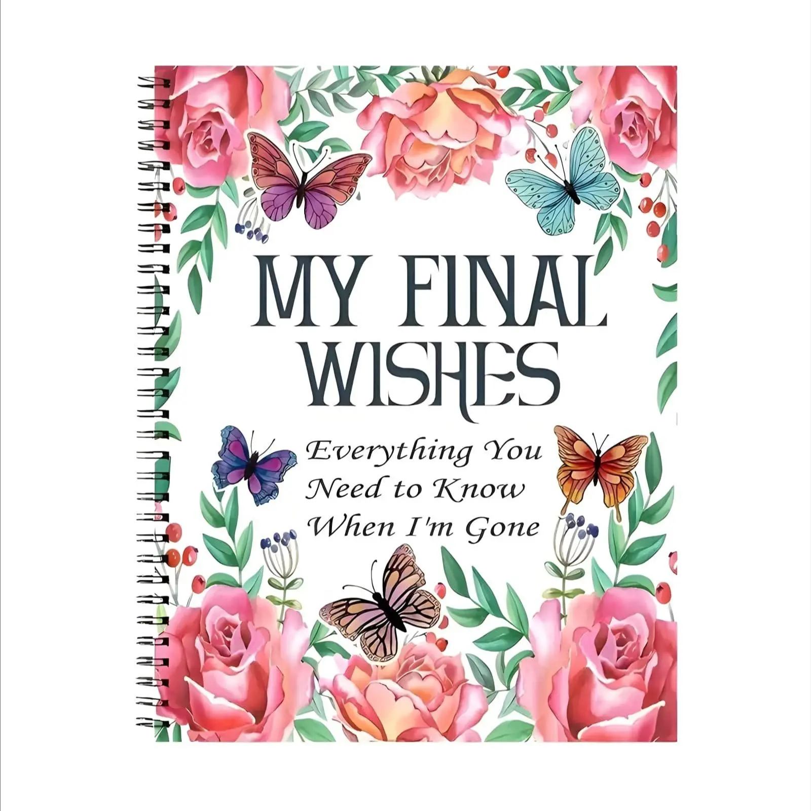 Floral Pattern Spiral Notebook, 1 Count Spiral Bound Planner, Final Wishes Planner Notebook, Personal Organizer Notebook for Recording Beneficiary Information, Will Preparation, Funeral Planning, End of Life Planner
